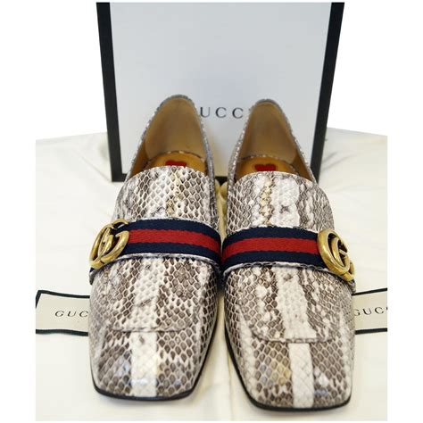 gucci heel loafers|Gucci snakeskin loafers.